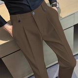 Wiaofellas  -  Men Elegant Gray Slim Fit Pants Formal Trousers For Business