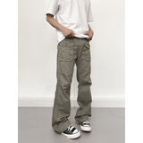 WIAOFELLAS  -  Spring Autumn Men's Clothing Solid Color Elastic Pockets High Waist Trousers Cargo High Street Korean Fashion Cropped Pants