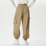 WIAOFELLAS  -  Men Pants Solid Color Lace Up Joggers Casual Cargo Pants Men Streetwear Loose Pockets Fashion Leisure Male Long Trousers