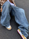 WIAOFELLAS  -  Spring Autumn High Street Washed Loose Wide Leg Jeans Men Vintage Trousers Straight Drape Dragging Old Denim Pants