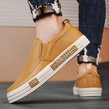 WIAOFELLAS  -  Brown Leather Men's Classic Casual Shoes Brand Slip On Flat Sneakers Men Comfort Leather Loafers Man Moccasins chaussures homme