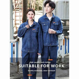 Wiaofellas  -  Thickened Denim Workwear for Men Spring Autumn  Welding Labor Protection Suit Resistant to Heat And Wear in Factory