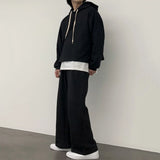 Wiaofellas  -  Spring New Fake Two-piece Sports Suit Men's Korean Hooded Sweatshirts + Loose Wide Leg Sweatpants Set Casual 2Y7125