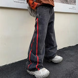 Wiaofellas  -  Cool Design Side Zipper Oversize Hip Hop Men Wide Jeans Pants Y2K Clothes Straight Loose Punk Denim Trousers Pantalon Homme