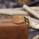 WIAOFELLAS  -  Men Double zipper crazy horse leather long wallet 24 card holder Big Zip around genuine leather clutch purse phone coin pocket
