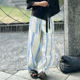 WIAOFELLAS  -  Men Striped Pants Button Oversize Joggers Casual Wide Leg Pants Men Streetwear 2025 Fashion Loose Long Trousers S-5XL