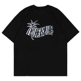 WIAOFELLAS  -  Spring And Summer New Style Trendy T-Shirt For Men Retro Coconut Tree Pattern Y2k Casual Fashionable Simple Cotton Top