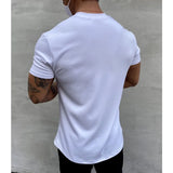 Wiaofellas  -  Men's Short Sleeve Sport T-Shirt Summer Solid Color Roung Neck Gym Slim Tees Youth Casual Breathe Running Top