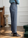 Wiaofellas  -  Men Italian Naples Style Denim Trousers SS AW Light Business Pleated High Waist Straight Premium Casual Dress Jeans