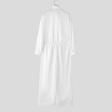 WIAOFELLAS  -  Men Jumpsuits Striped Lapel Long Sleeve Drawstring Joggers Rompers Streetwear Loose Fashion Casual Male Overalls Pants