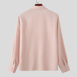 Wiaofellas  -  Men Shirt Lapel Long Sleeve Zipper Solid Color Casual Men Clothing Streetwear Spring Fashion Leisure Tops Camisas