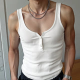 WIAOFELLAS  -  Men Tank Tops Solid Color O-neck Sleeveless Male Vests Summer Streetwear Knitted Fashion Casual Men Clothing S-5XL