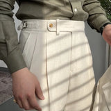 Wiaofellas  - British Style Suit Pant Men Cotton Linen Dress Pant Business Office Trouser Men Solid Color Pants High Quality Men Dress Pant