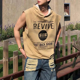 WIAOFELLAS  -  Summer New Men's Hooded Sleeveless T-shirt American Retro Fashion Trend Street Casual Loose Breathable Niche Men's Tops