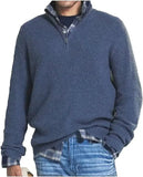 WIAOFELLAS  -  Autumn Winter Men's Half Zipper Knit Pullovers Solid Mock Neck Casual Knitted Sweater Men Long Sleeve Loose knitwear Plus Size