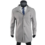 WIAOFELLAS  -  2025 Spring and Autumn New Men's Solid Color Y2K Wool Coat Fashion Trend Casual Daily Single-Breasted Mid-Length Windbreaker Men