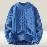 Wiaofellas  -  Warm Pullovers Knitted Sweater New Men's Round Neck Vintage Harajuku Loose Solid Color Casual Winter Sweaters Men Pullover
