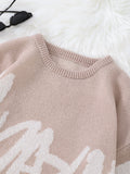 WIAOFELLAS  -  New Popular Spring Autumn Graffiti Jacquard Pattern Pullover Sweater Casual Round Neck Contrast Color Knitted Men's Pullover