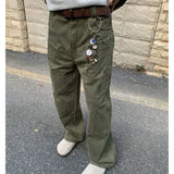 WIAOFELLAS  -  New Autumn and Winter Fashion Korean Version Patchwork Retro Workwear Wide Leg Loose and Versatile Handsome Youth Casual Pants