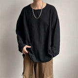 WIAOFELLAS  -  Spring Autumn Round Neck Loose T-Shirt Men Cotton Linen Long Sleeve Casual Male Tshirt Comfortable Breathable Hip Hop Tees Tops