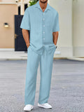 WIAOFELLAS  -  (Shirt+Pants) Summer new arrival Men Fashion Classic Shirt men Business Casual Shirts Men A Set Of Clothes