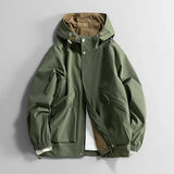 Wiaofellas  -  Hight Street Windbreaker Men Hooded Workwear Jacket Spring Autumn Casual Hoodie Loose Fit Fashion Streetwear Sports Cargo Coats