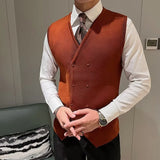 WIAOFELLAS  -  Luxury Men Knitted Steampunk Vest for Men Winter Autumn Double-Breasted Mens Suit Waistcoat Prom Stage Male Dress Vests Jacket