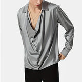 Wiaofellas  -  New Men's Casual Blouse Light Thin Shirt Loose Tops Long Sleeve Tee Shirt Spring Autumn Casual Men's Shirts