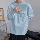 WIAOFELLAS  -  Men T Shirt Solid Color O-neck Long Sleeve Casual Male Tee Tops Streetwear Loose Knitted Fashion Men Clothing S-5XL 2026