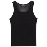 Wiaofellas  -  Summer Casual Breathable Thin Knit Tank Tops Men Sleeveless Crew Neck Solid Color Camisole For Mens Fashion Knitted Bottom Vest