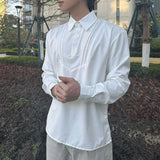 WIAOFELLAS  -  Spring New Men's Solid Color Embroidered Long-Sleeve Shirt French Retro Fashion Trendy High Street Loose Casual Niche Men's Top