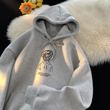 Wiaofellas  -  Cartoon Boy Brainstorming Printed Hoodies Mens Hip Hop Loose Sweatshirt Oversized Fashion Clothes Fleece Pullover Sweatshirts