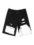 WIAOFELLAS  -  2025 New Men's Summer Fashion Stitching Loose Denim Shorts Male High Street Straight Shorts Men Contrast Color Short Jeans P873