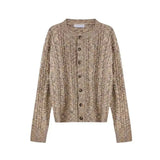 WIAOFELLAS  -  umn and winter knitted sweater men contrasting color old money style knitted cardigan loose retro twist lazy sweater jacket men