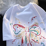 WIAOFELLAS  -  New Pure Cotton Embroidery T-shirt Men Women Summer Short Sleeve Top American Style Creative Shirt Base Outer Wear Large Couple