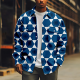WIAOFELLAS  -  Cool Men's Yellow Jacket Magritte Long Sleeve Turn-down Collar Button Coat Casual Streetwear