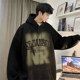 WIAOFELLAS  -  New Goth Letter Print Hooded Sweatshirts For Men Vintage Cotton Fleece Hoodies Hip Hop Fashion Y2K Streetwear Hoody Clothes