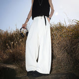 WIAOFELLAS  -  Pleated Design Men's Suit Pants Solid Color Drape Wide Leg New Trend Machete Pants Summer Straight Male Bottom