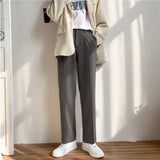 Wiaofellas  -  Spring Autumn New Men Korean Loose Straight Trousers Male Solid Color Wide-leg Pants Men Students Leisure Suit Trouser