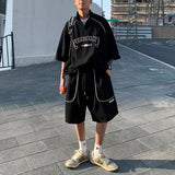 Wiaofellas  -  Y2K Summer Streetwear Tracksuit Men Hip Hop Loose Suit Korean Fashion T-shirt + Shorts Sets Mens High Street Two-piece Sets