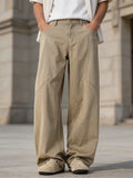 Wiaofellas  -  Daily Casual Solid Color Wide Leg Bottoms For Mens Fashionable Loose Fit Vintage Trousers Autumn Winter Pants For Men