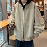 WIAOFELLAS  -  Men's Pocket Zipper Jacket Male Casual Streetwear Loose Hip Hop Slim Fit Solid Color Baseball Coats Men Clothing A04