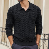 WIAOFELLAS  -  Fall Winter Daily Casual Mens Knit Polo Shirts Slim Fit Long Sleeve Buttoned Lapel Sweaters Men Stylish Solid Color Knitted Tops