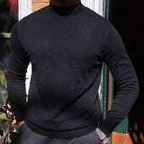 WIAOFELLAS  -  Fall Wool Half High Neck Knit Casual Knitted Sweater Social Club Outfits Herren Pullover Simple Home Pull Homme Sweater For Men