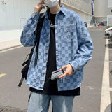 Wiaofellas  -  Baseball Jacket Men Jacket Trendy Boys Checkerboard Plaid Loose Men Jacket