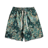 WIAOFELLAS  -  New Summer Men's Style Mid Waist Loose Elastic Tie Flowers Printing Casual Pants Classic Fashion Commuter All-match Shorts