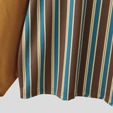 WIAOFELLAS  -  Men T Shirt Striped Patchwork V Neck Long Sleeve Male Tee Tops Korean Style Streetwear Loose Fashion Casual Men Clothing