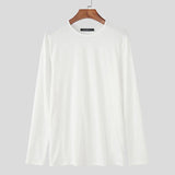 WIAOFELLAS  -  Men T Shirt Solid Color O-neck Long Sleeve Autumn Casual Male Tee Tops Streetwear Knitted Korean Style Men Clothing