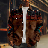 WIAOFELLAS  -  Retro Men's Patchwork Print Jackets Fashion Man Casual Coat Autumn Winter Men Lapel Single Breasted Pocket Loose Outerwears