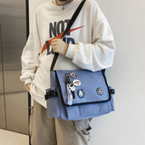 WIAOFELLAS  -  Korean Fashion Casual Big Bag Student School Bags for Teenage Girls Messenger Bag Shoulder Bag Crossbody Bags Women